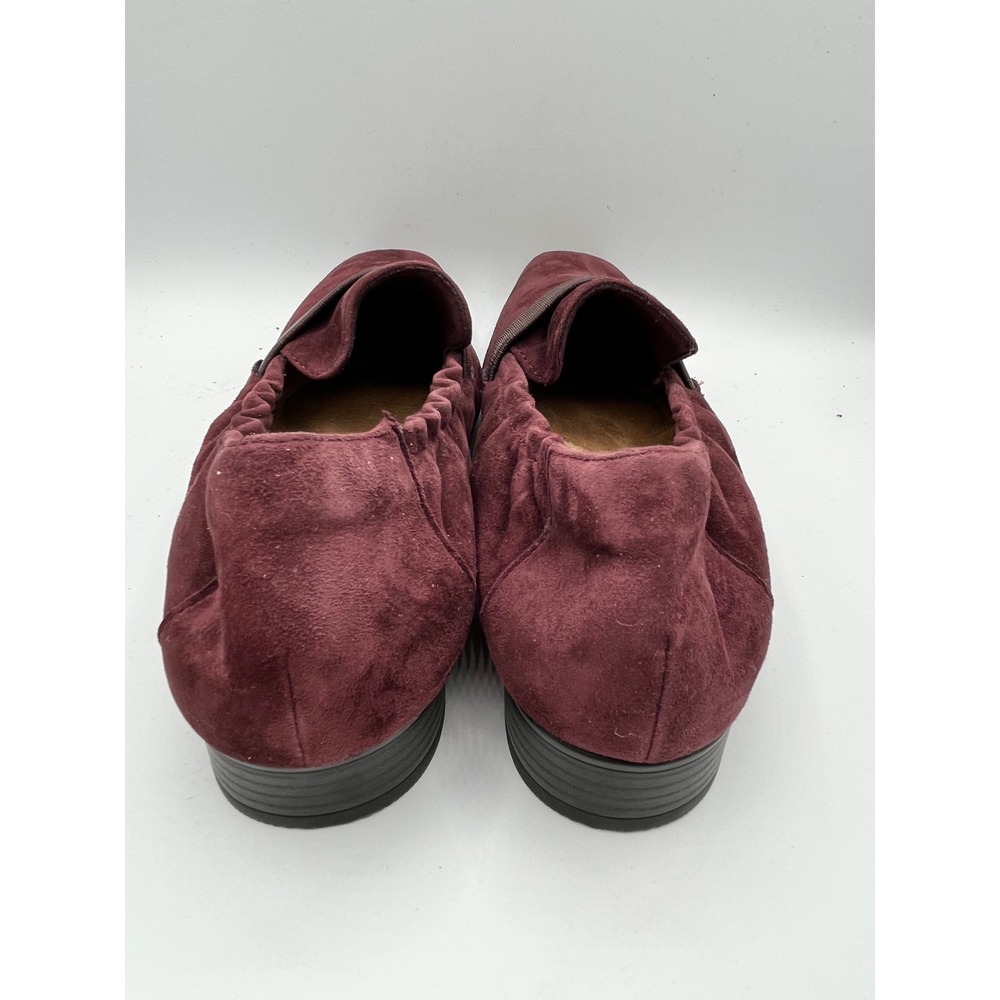Clarks Pure Tone Burgundy Suede Square Toe Loafers Women Sz 9W Wide 261677925065 - Picture 3 of 9